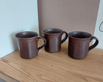 Vintage HÖGANÄS Keramik Teetasse SET 3, Schweden, 1970er Jahre