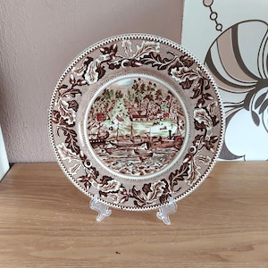 Plato de porcelana coleccionable vintage de JOHNSON BROTHERS, placa histórica de California, Inglaterra, década de 1950