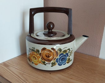 Vintage ASTA Enamel Kettle, Enamel Teapot, Germany, 1970s