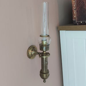 Vintage Messing Schiff Wandleuchte mit Glas Plafond, Vintage Metall Wandlampe