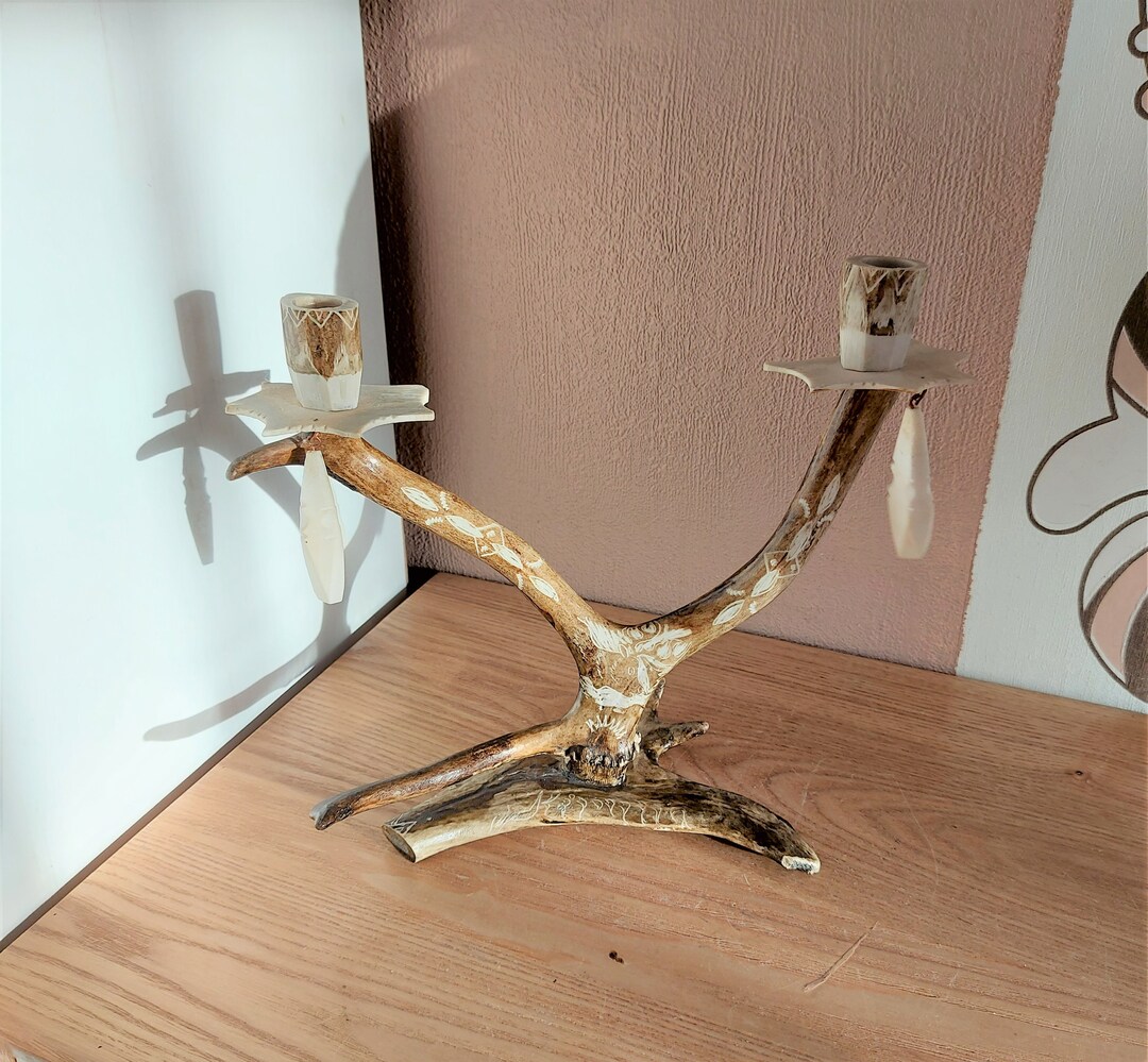 Vintage Scandinavian Reindeer Hand Carved Candle Holder Sami Reindeer vintage-scandinavian-reindeer-hand-carved-candle-holder-sami-reindeer