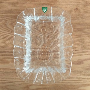 ORREFORS vintage Crystal PEACOCK Bowl, Design by Lars Hellsten