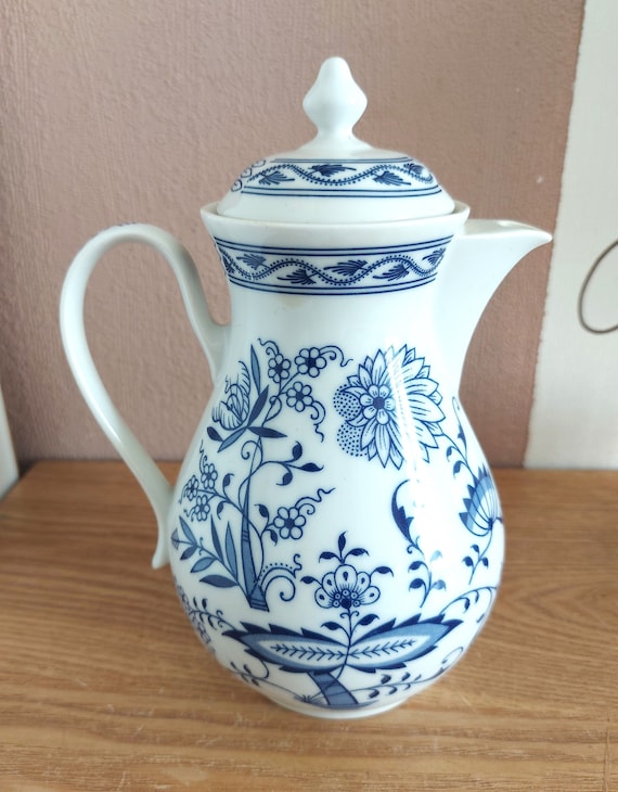 Vintage BOHEMIA HENRIETTE Porcelain Coffee SET 2, Blue Onion