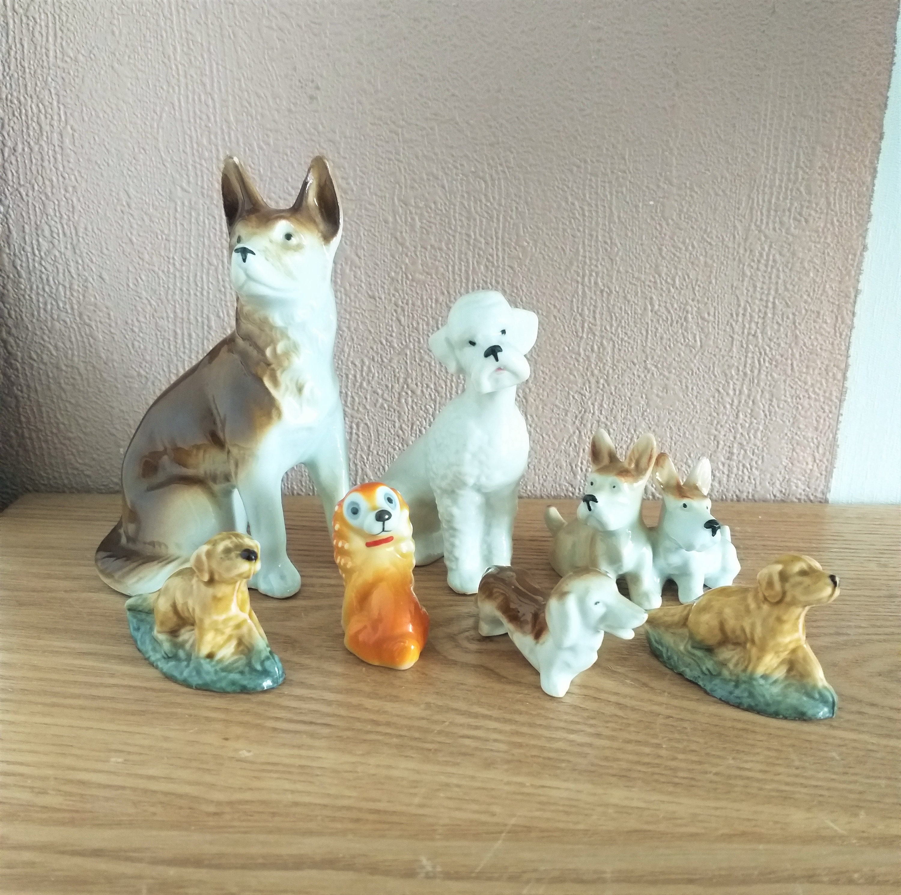 Vintage Porcelain Dog Figurines SET 7, 1980s - Etsy