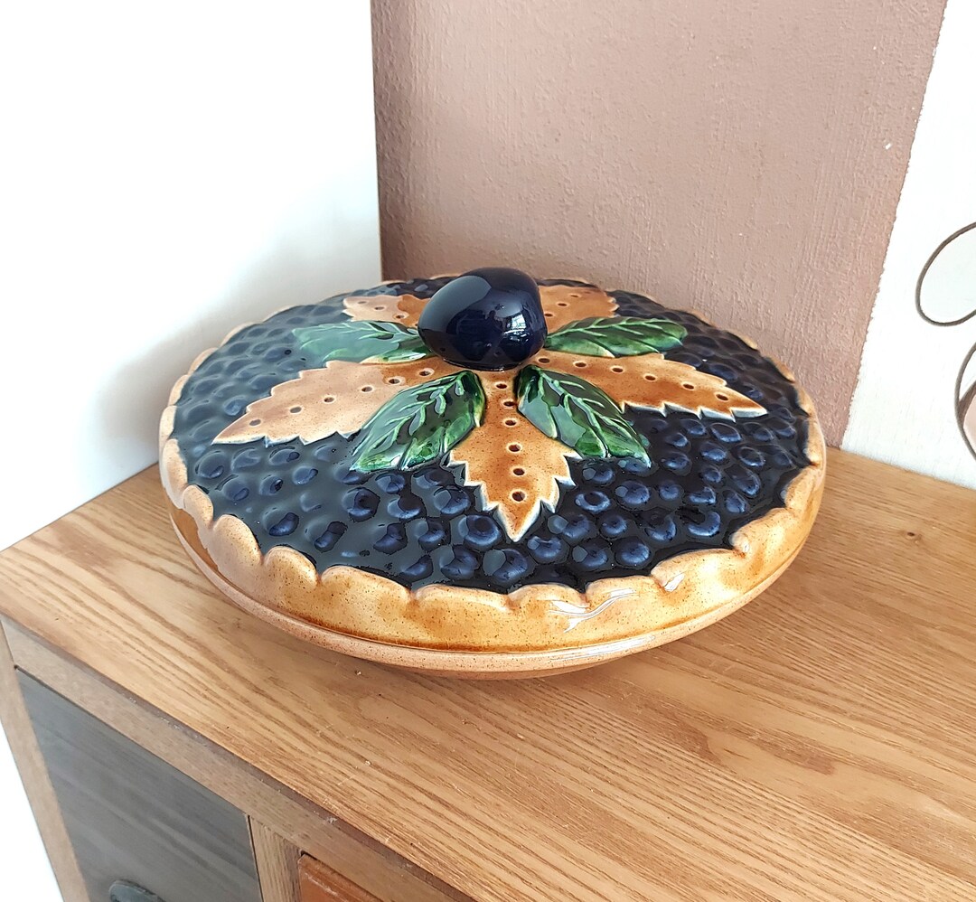 Vintage Ceramic Pie Dish With Lid Blueberry Pie Dish Plum Etsy