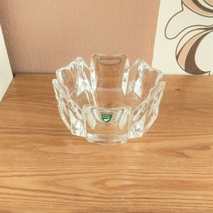 Vintage Orrefors Corona Crystal Bowl, Design by Lars Hellsten, Sweden, 1970s