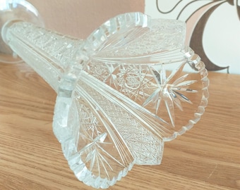 Vintage BOHEMIAN Hand Cut CRYSTAL Vase