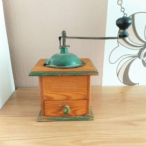Vintage French WOODEN COFFEE GRINDER, 1930s