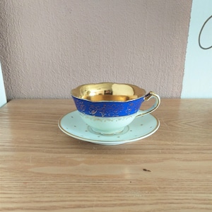 Vintage Porcelain JP LIMOGES Coffee Cup and Saucer SET 2, France, 1930s