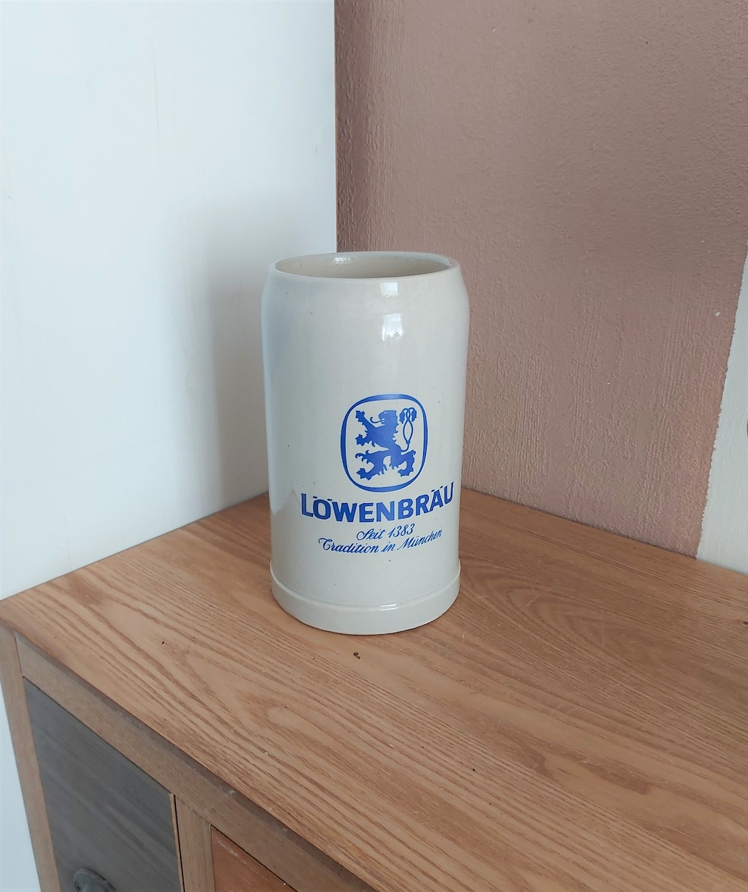 Löwenbräu Bierkrüge Aus Keramik - Set Mit 6 Traditionellen Bayern Biergläsern