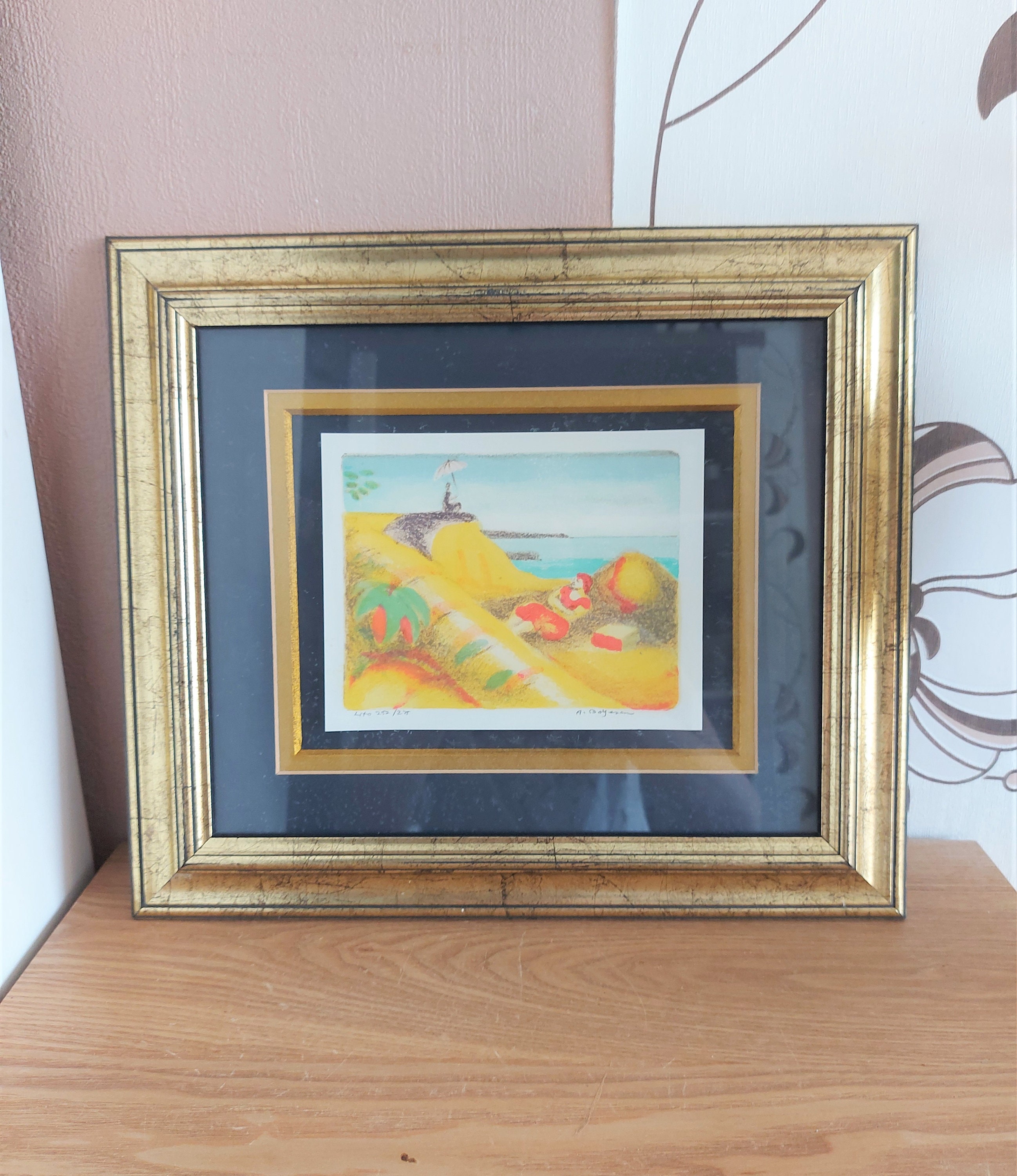 Vintage Color Lithography by Asbjörn Boyesen, Scandinavian Art, 1990s