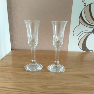Vintage Crystal Liquor Glasses SET 2, Ribbed Crystal Glass