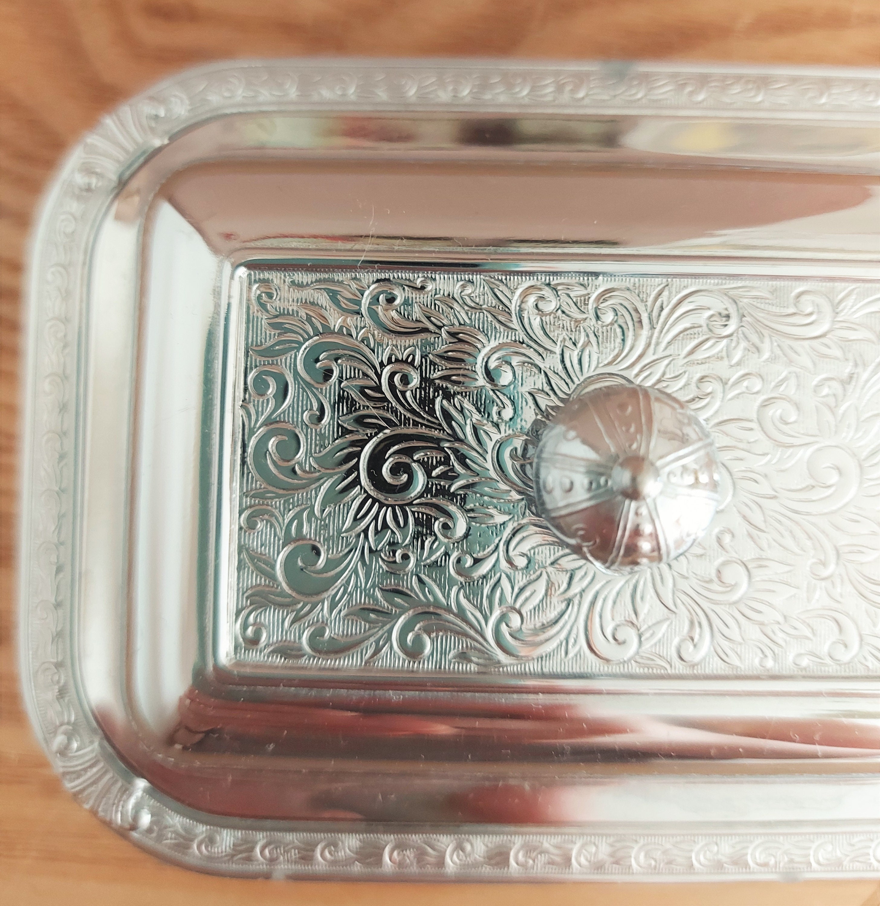 Vintage Small Nickel Chrome ButterDish with Removable Lid by Etsy