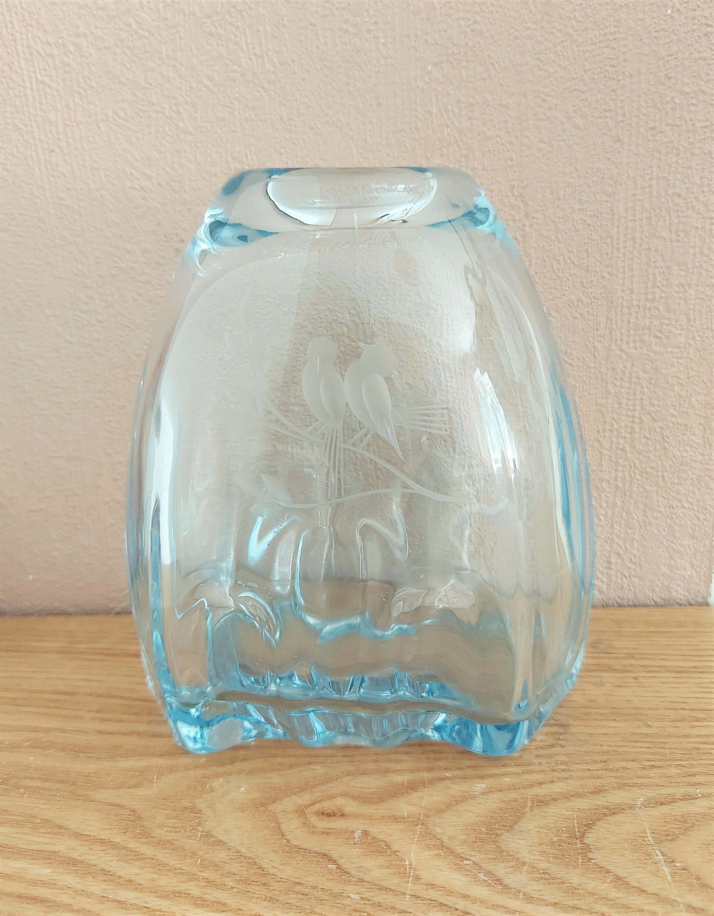 Vintage KOSTA BODA Vase en verre cristal bleu Suède années Etsy