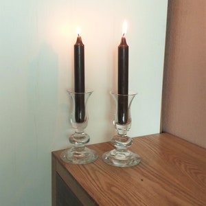 Vintage Clear Glass Candlestick Holders SET 2
