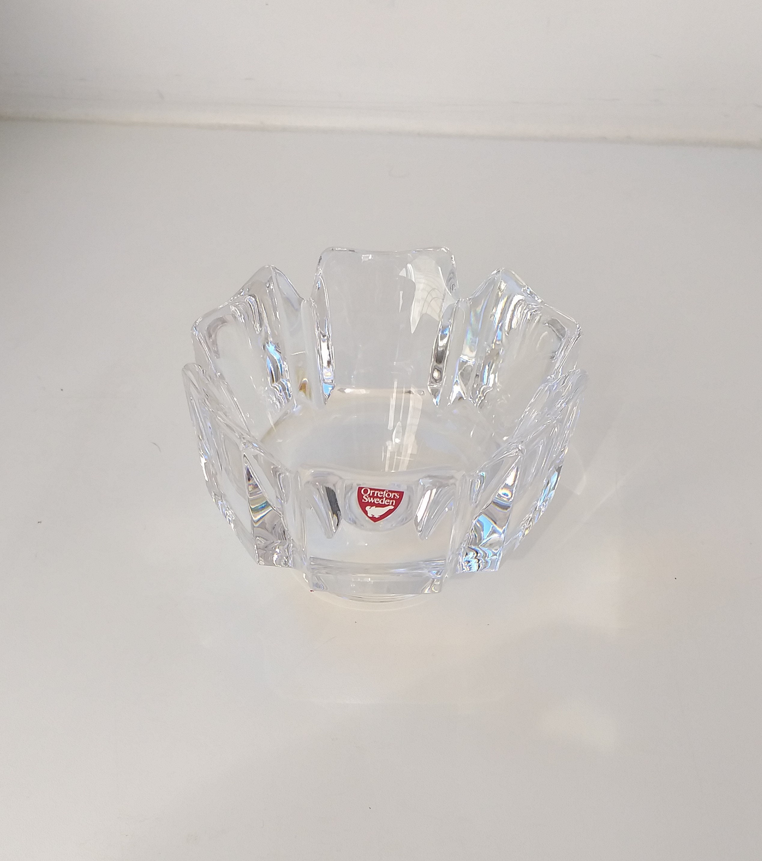 Vintage ORREFORS Small Crystal CORONA Bowl , Design by Lars