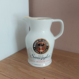 Vintage ROYAL NORFOLK Porcelain Old Smuggler  Scotch Whiskey Water Jug, Collectible Porcelain Pub Pitcher, England