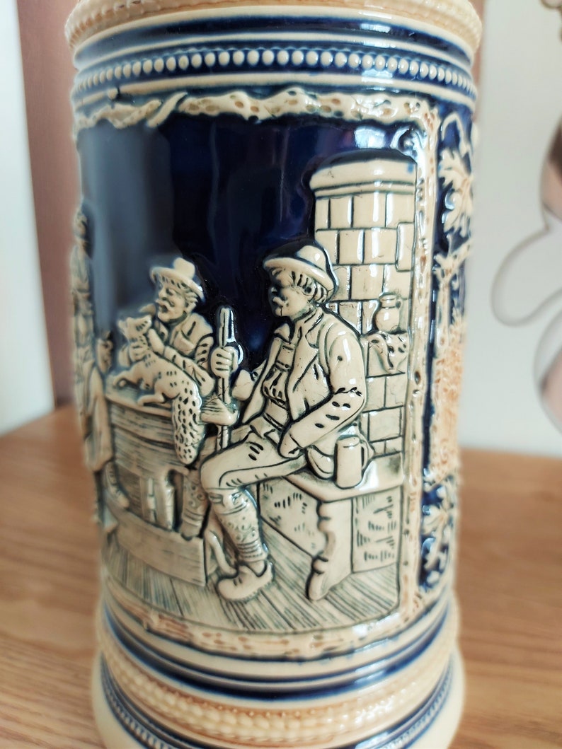 Vintage Ceramic Beer Stein, Large German Glazed Beer Mug, Germany, 1960s image 6