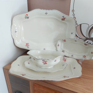 Vintage Czech PIRKENHAMMER Porcelain ” Vatikan ” Series Serving SET 4, Czechoslovakia, 1930s