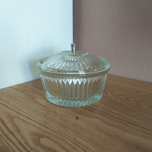 Vintage Sugar or Candy Crystal Glass Bowl with Lid, USSR, 1960s