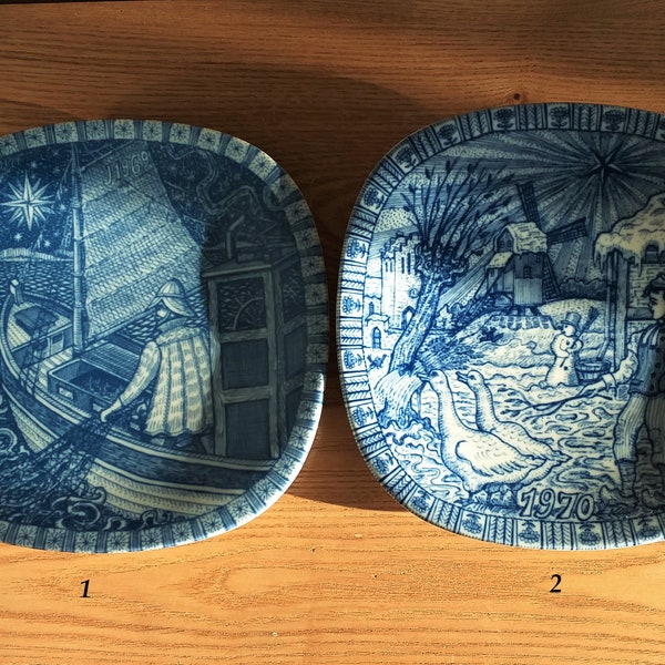Vintage JULEN RÖRSTRAND Porcelain Plate with Different Motives, Sweden, 1969-1999s