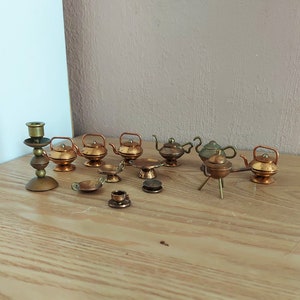 Vintage GUSTAV ADOLF Sveriges KONUNG Messing Miniatur Teekannen und Servierset 15, Schweden, 1960er Jahre