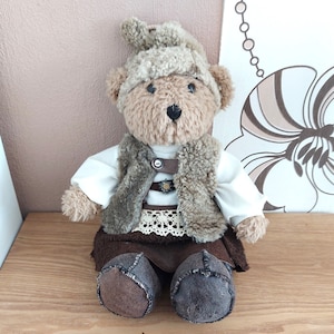 Vintage Austrian Hand Crafted Girl Teddy Bear, design by Alpen W Ann, Alpine Soft Bear Toy