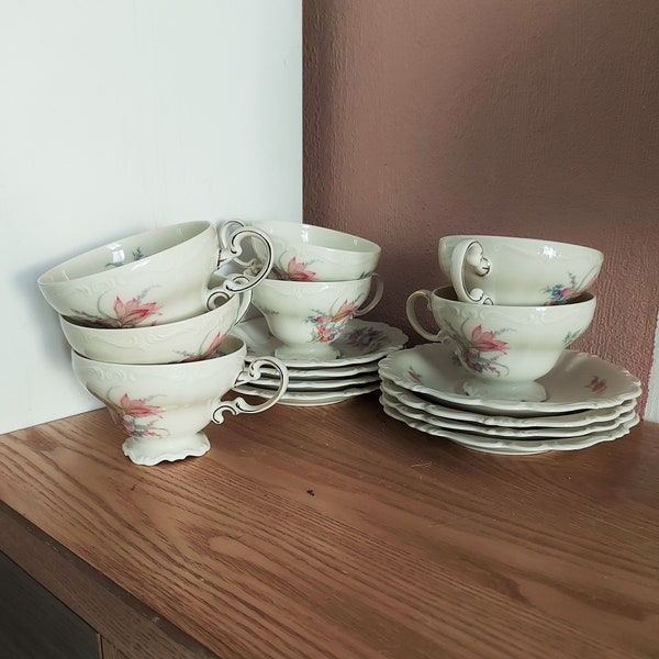 Vintage ROSENTHAL Selb-Germany POMPADOUR Porzellan Tee Set 15, Deutschland, 1930er Jahre