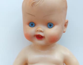 Muñeca de goma vintage, muñeca de goma para bebés, juguete vintage para bebés, década de 1950