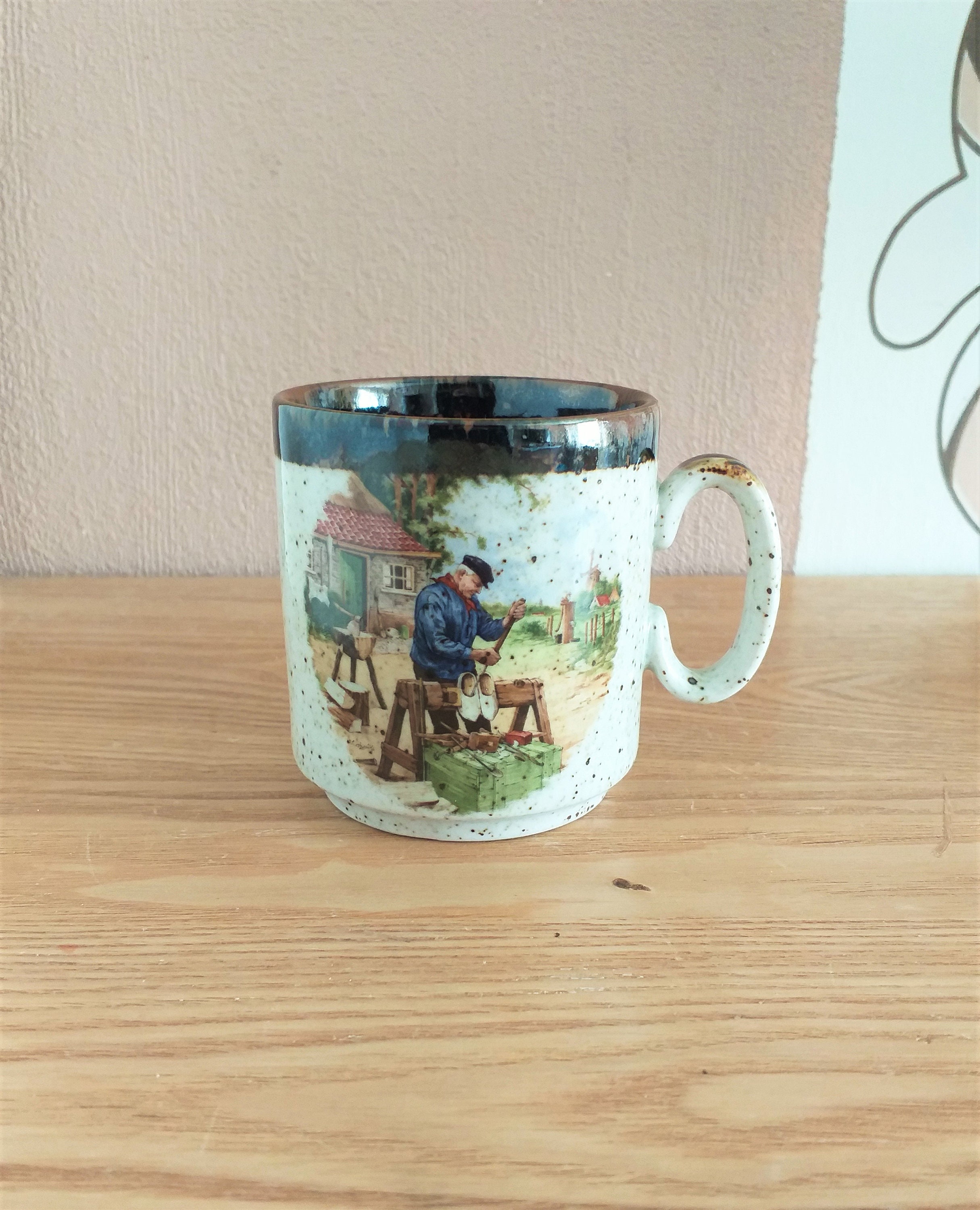 ヴィンテージ ROYAL SCHWABAP 陶器製コーヒーマグとクロッグメーカー 