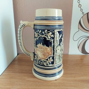 Vintage Ceramic Beer Stein, Large German Glazed Beer Mug, Germany, 1960s image 2