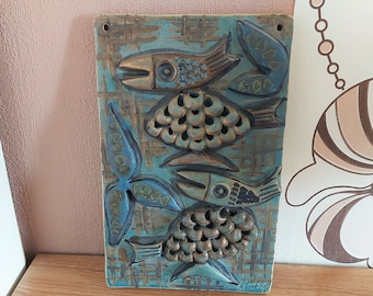 Placa de pared de cerámica Vintage Alingsås Keramik con relieve de pájaros, diseño de Ulla Winblad, Suecia, década de 1970