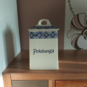 Vintage GUSTAVSBERG INGRID Porcelain Potato Starch Kitchen Jar, Sweden, 1930s