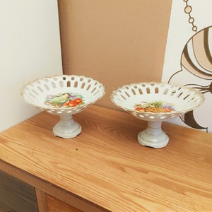 Vintage IMPORT Porcelain Bon-Bon Dishes SET 2, Porcelain Candy Dish, 1950s