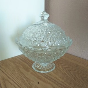 Vintage Crystal Glass Candy or Sugar Bowl with Lid, USSR, 1970s