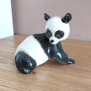 Vintage LFZ Porzellan Panda Figur, Panda Statuette, UdSSR