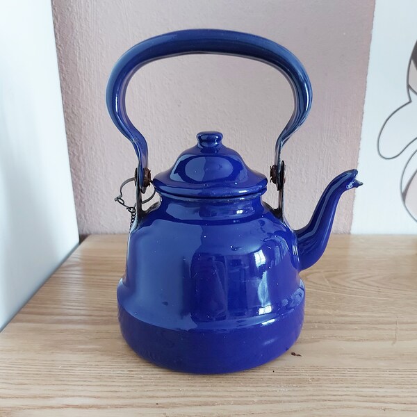 Blue Enamel Teapot Etsy