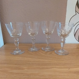 Vintage Clear Glass Sherry Glasses SET 4