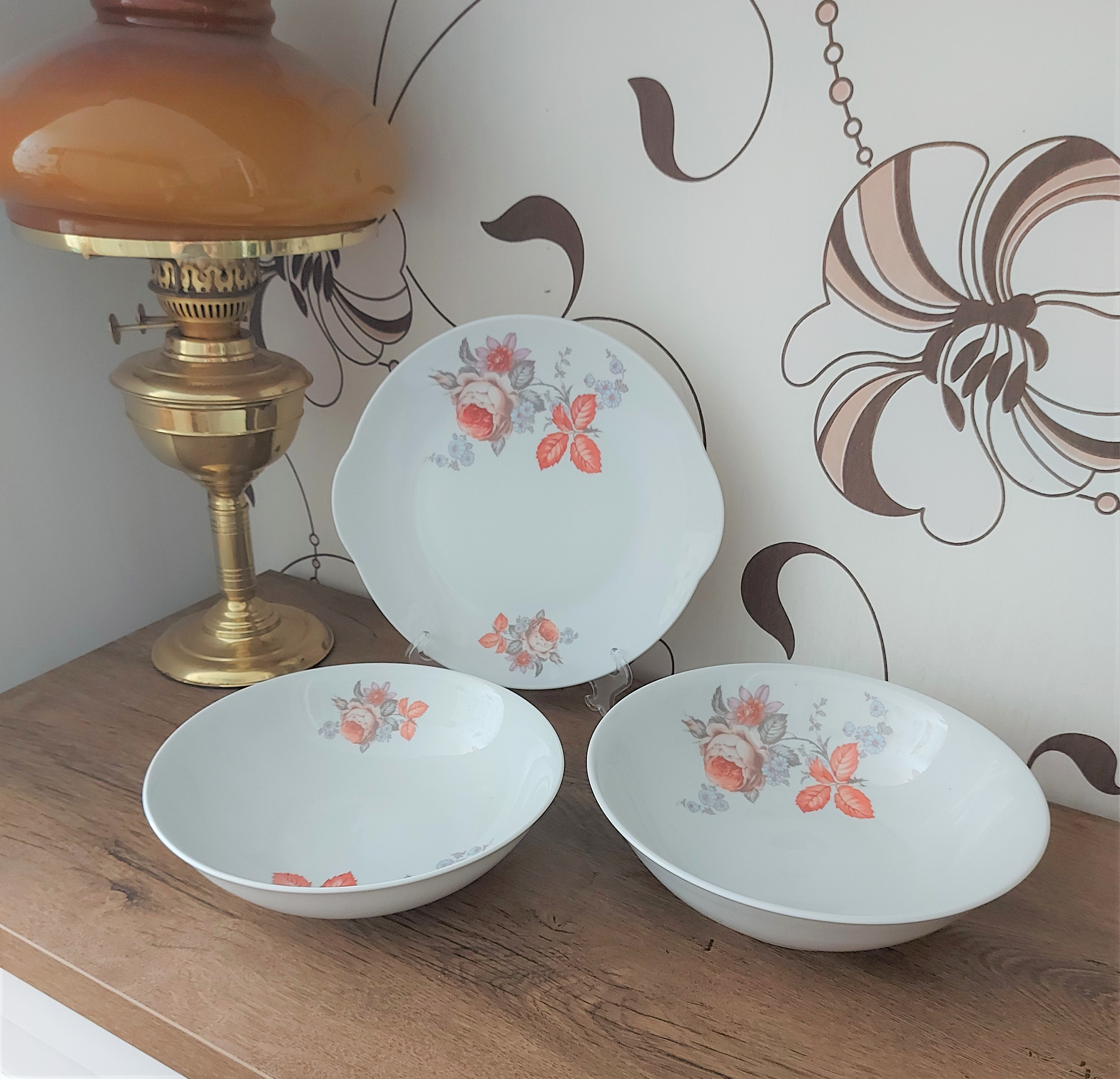 Vintage CZECH BOHEMIA Inglazed Porcelain Serving SET 3