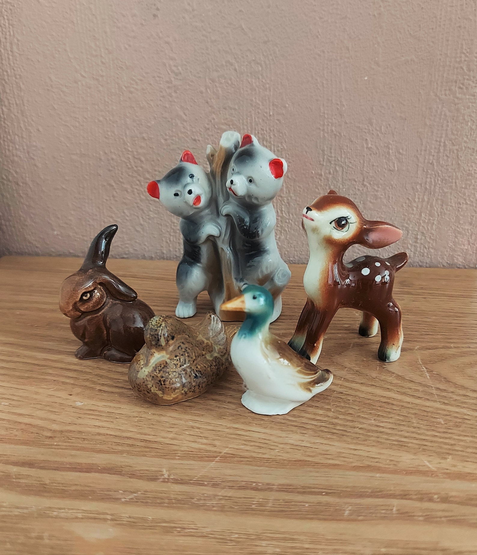 Vintage Porcelain Animals Figurines Set 5 IMPORT FOREIGN Etsy