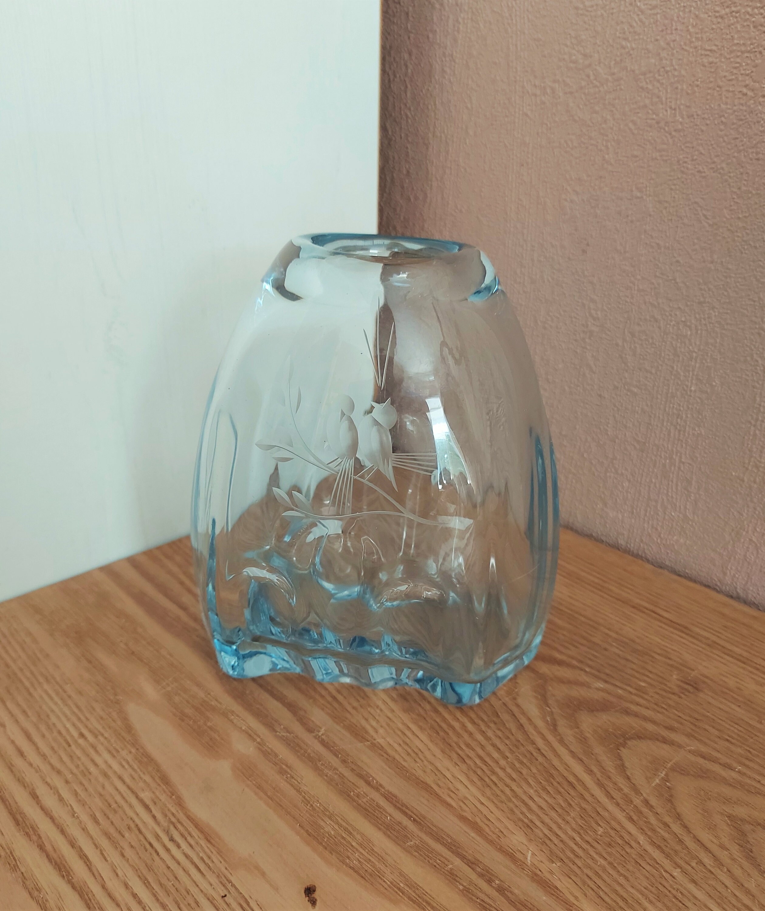 Vintage KOSTA BODA Vase en verre cristal bleu Suède années Etsy