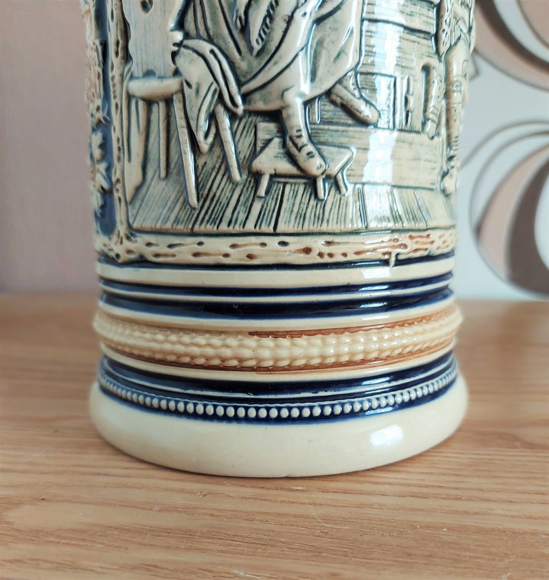 Vintage Ceramic Beer Stein, Large German Glazed Beer Mug, Germany, 1960s image 8