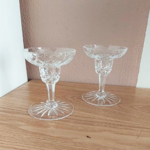 Vintage Crystal Glass Candlestick Holder SET 2, Scandinavian Crystal Candle Holder