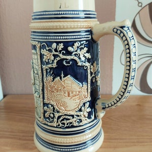Vintage Ceramic Beer Stein, Large German Glazed Beer Mug, Germany, 1960s image 4