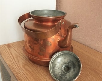 Vintage LUNDIN and LINDBERG ESKILSTUNA Sweden Copper Plate Tea Kettle, 1970s