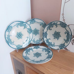 Vintage RÖRSTRAND Porcelain Dinner Plate ” Flora ” series SET 5 , Sweden, 1910s