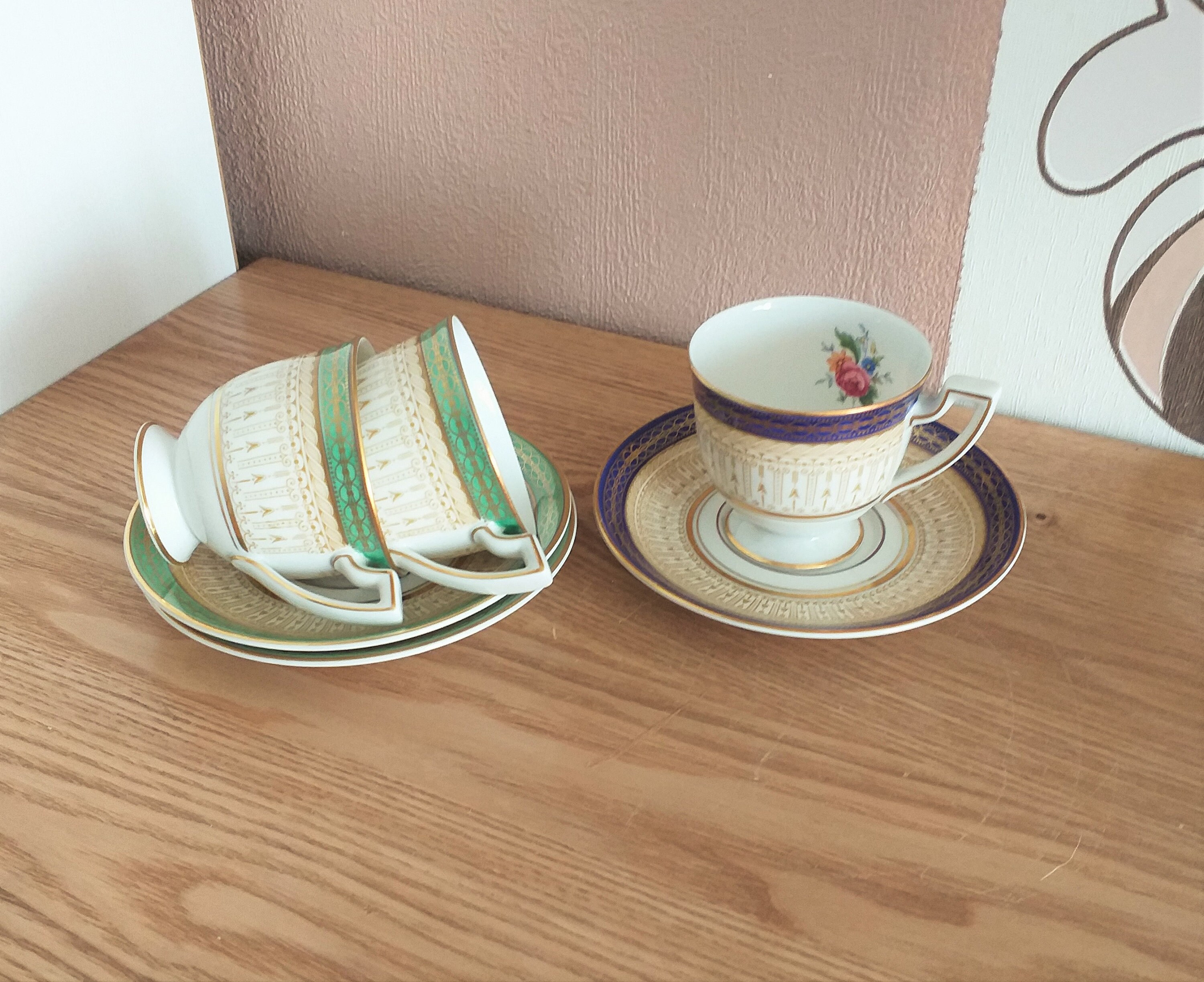 KÖNIGL.PR.TETTAU ヴィンテージ ドイツ 磁器 コーヒー セット 6、1950