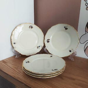 Prato de porcelana sueca vintage HACKEFORS CONJUNTO 5, Suécia, década de 1930