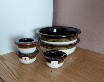 Vintage KERMANSAVI Ceramic Serving SET 5, Ceramic Bowls Set, Finland, 1980s