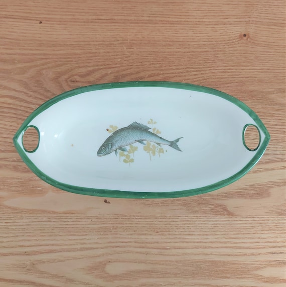 ヴィンテージ磁器製魚皿、魚の模様の楕円形プレート - Etsy 日本